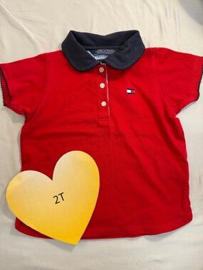 Tommy Hilfiger Red and Black Polo Shirt Classic Style